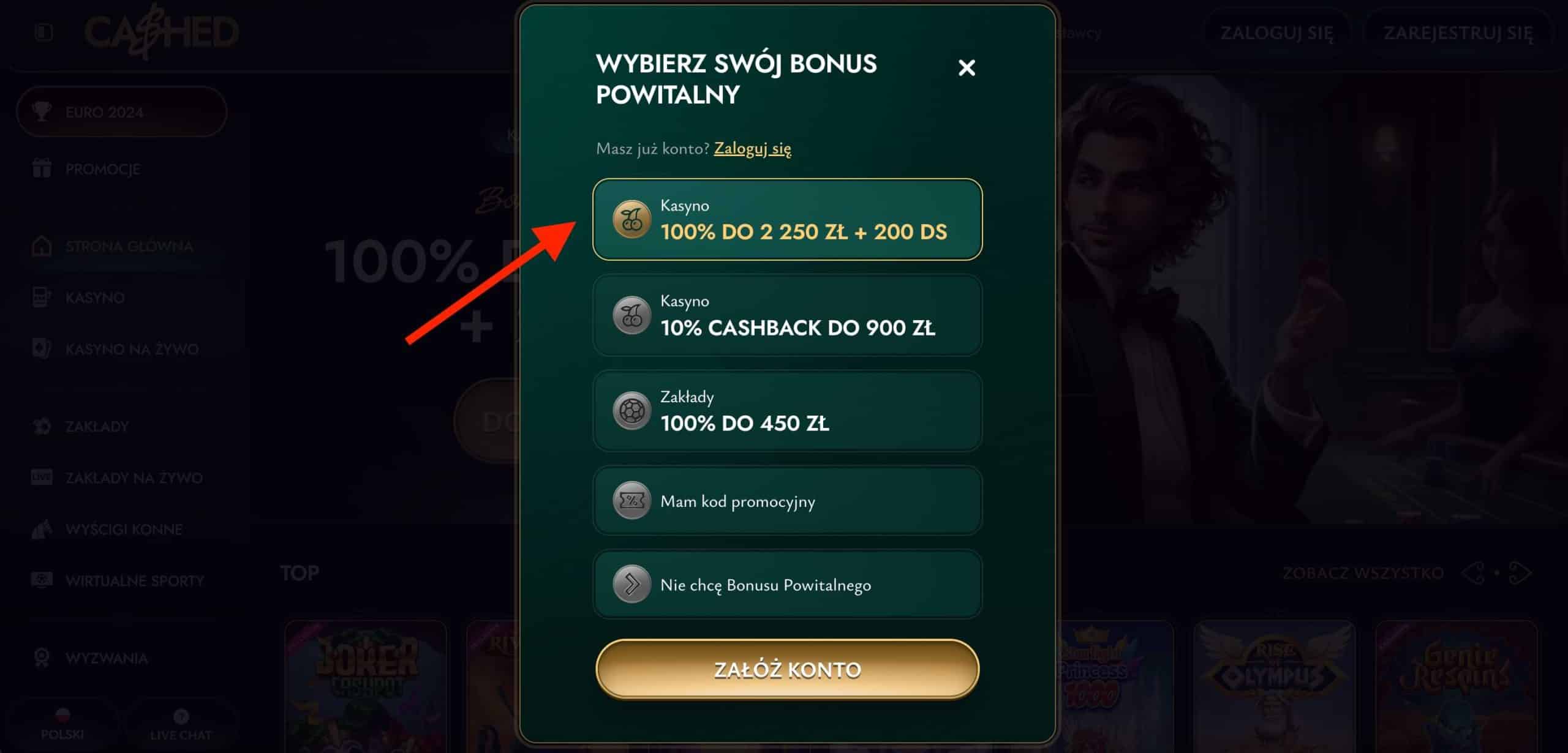 Wybierz bonus, który Cię interesuje