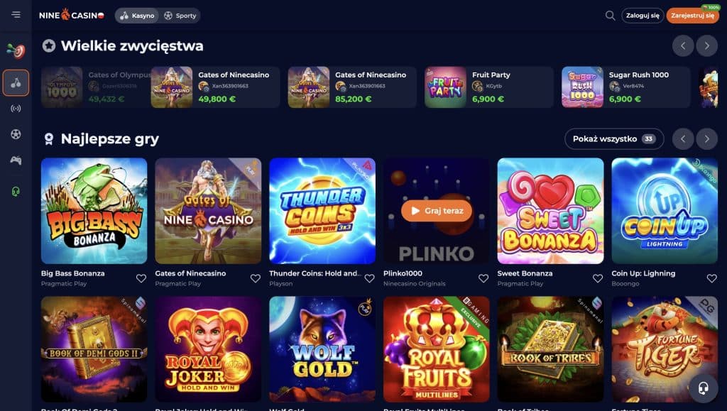 NineCasino gry kasynowe