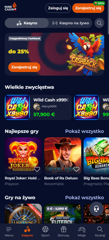 NineCasino gry kasynowe