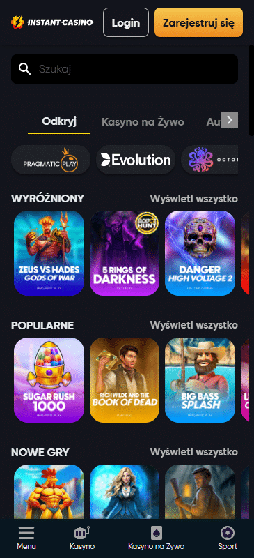 Instant Casino gry kasyno Polska